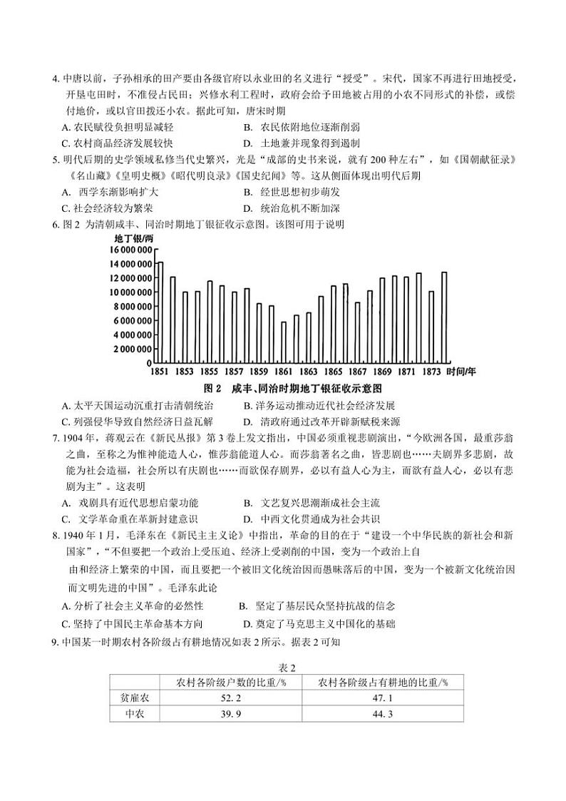 2025届八省八校高三(上)12月联合测评历史试卷(含答案)第2页