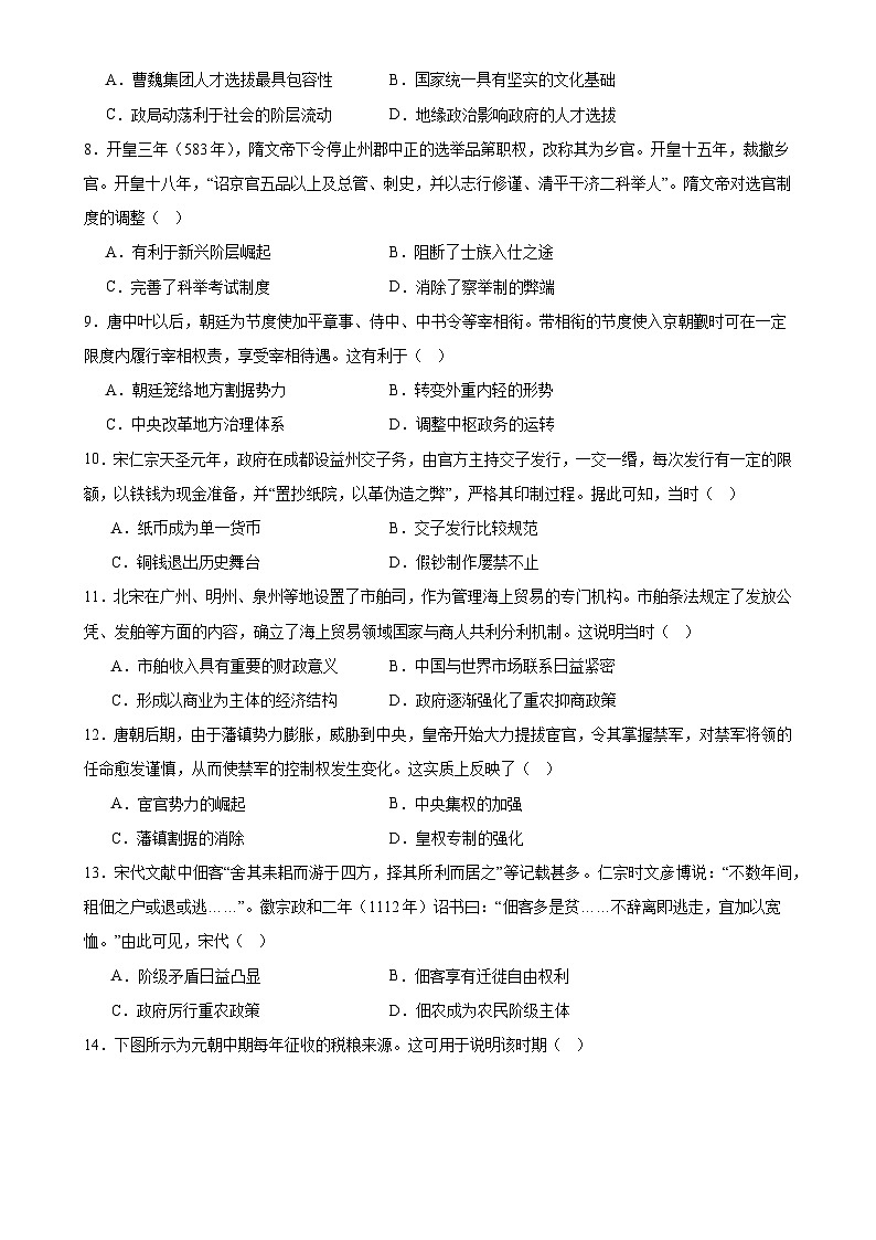 云南省德宏州傣族景颇族自治州民族第一中学2024-2025学年高一上学期期中模拟测试历史试卷-A4第2页
