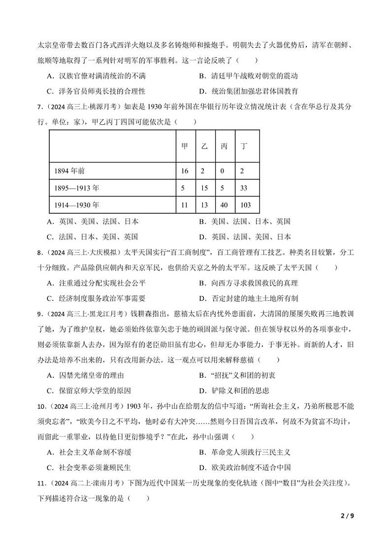 2025高三历史一轮复习练习题 中国近代史综合练习2第2页