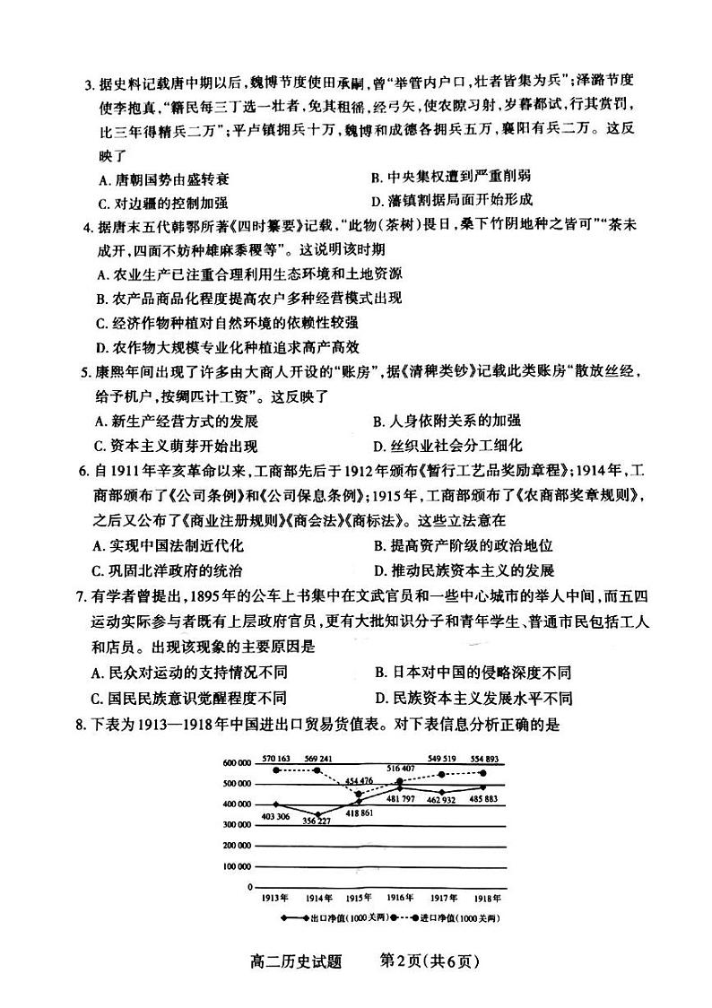 山西省晋城市2024-2025学年高二上学期12月月考历史试卷（PDF版附解析）第2页