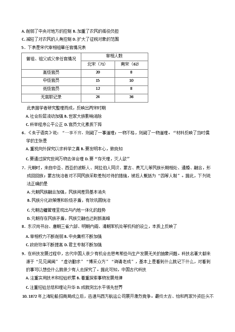 2024-2025学年度河南省南阳市六校高一上学期12月第二次联考历史试卷(含解析)第2页