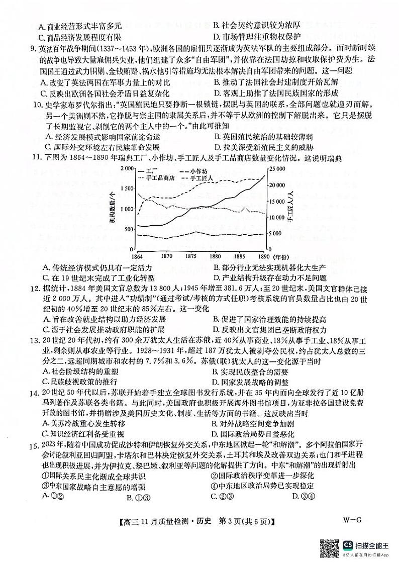 2025河南省许平汝名校高三上学期12月月考试题历史PDF版无答案第3页