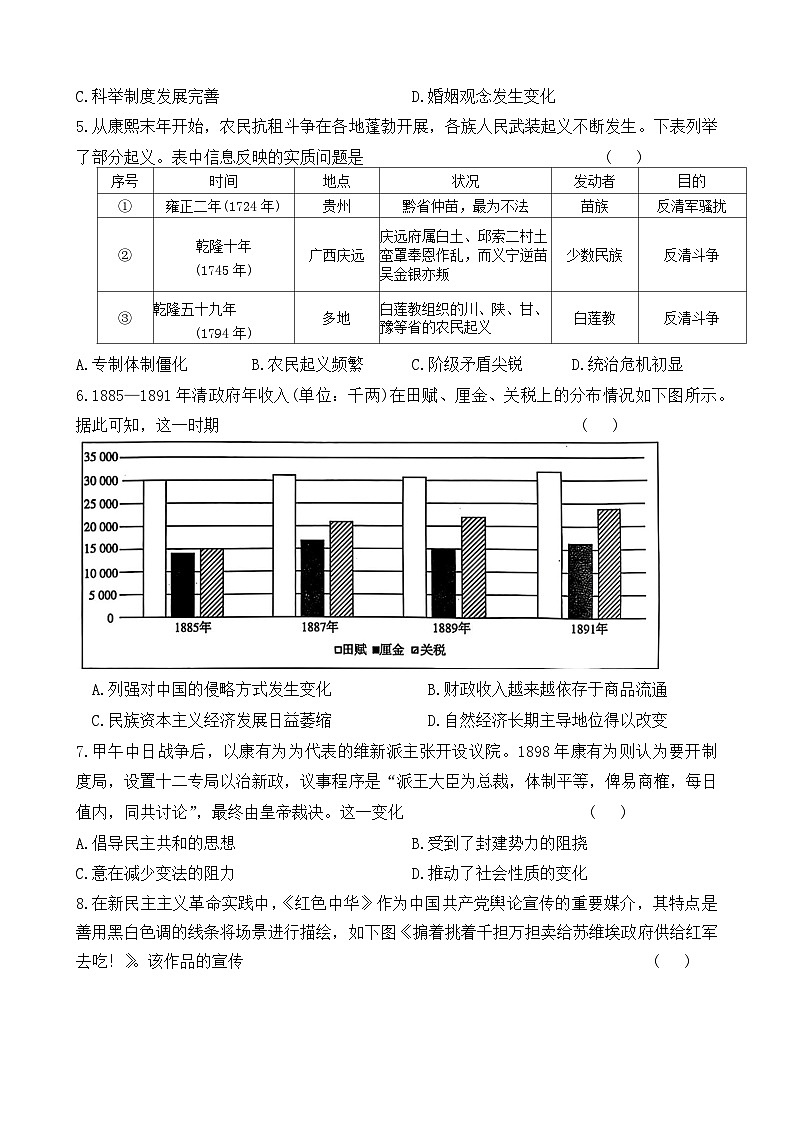 2024年三新协同教研体高三联考历史试卷第2页