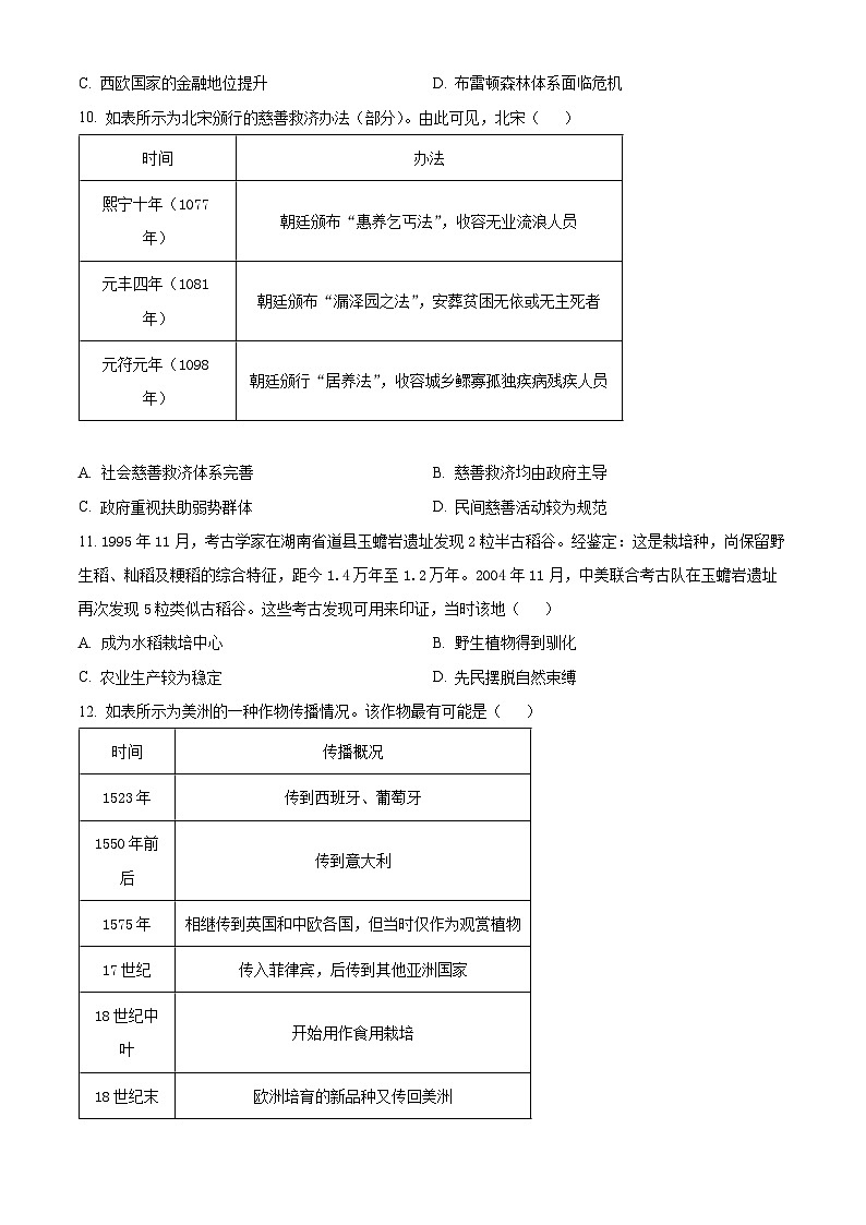辽宁省抚顺市六校协作体2024-2025学年高二上学期期中考试历史试题  Word版无答案第3页
