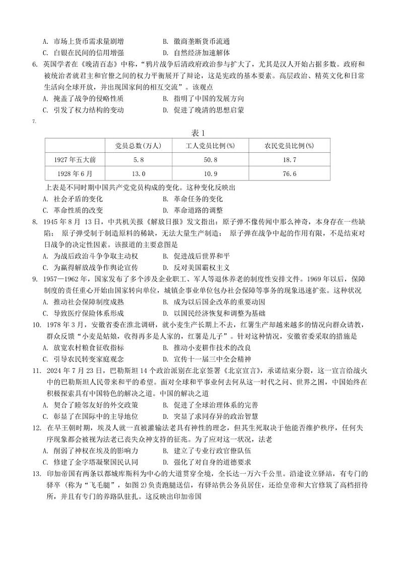 2024～2025学年福建省厦门第一中学高三(上)12月月考历史试卷(含答案)第2页