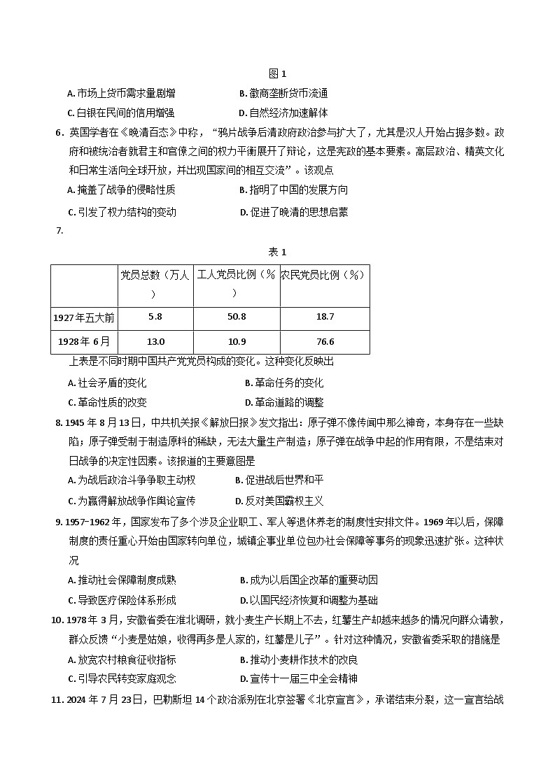 福建省厦门第一中学2024-2025学年高三上学期12月月考历史试题(含解析)第2页