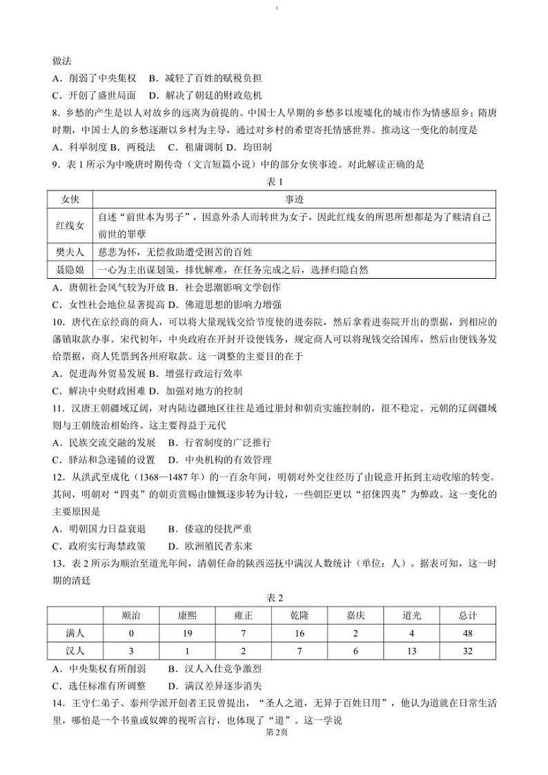 2024～2025学年湖南省省级重点校学校高一(上)12月联考(月考)历史试卷(含答案)第2页