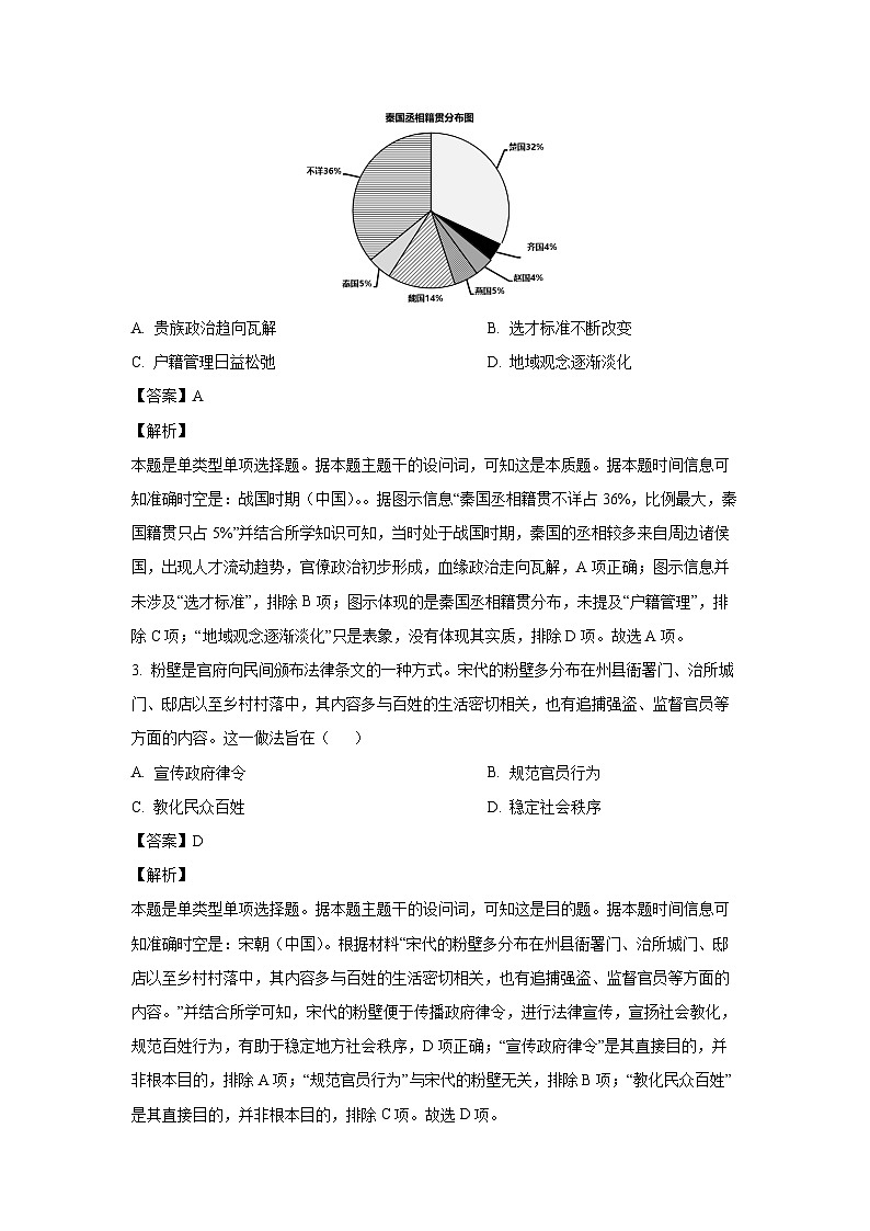 山东省淄博市2023-2024学年高二（上）期末历史试卷（解析版）第2页