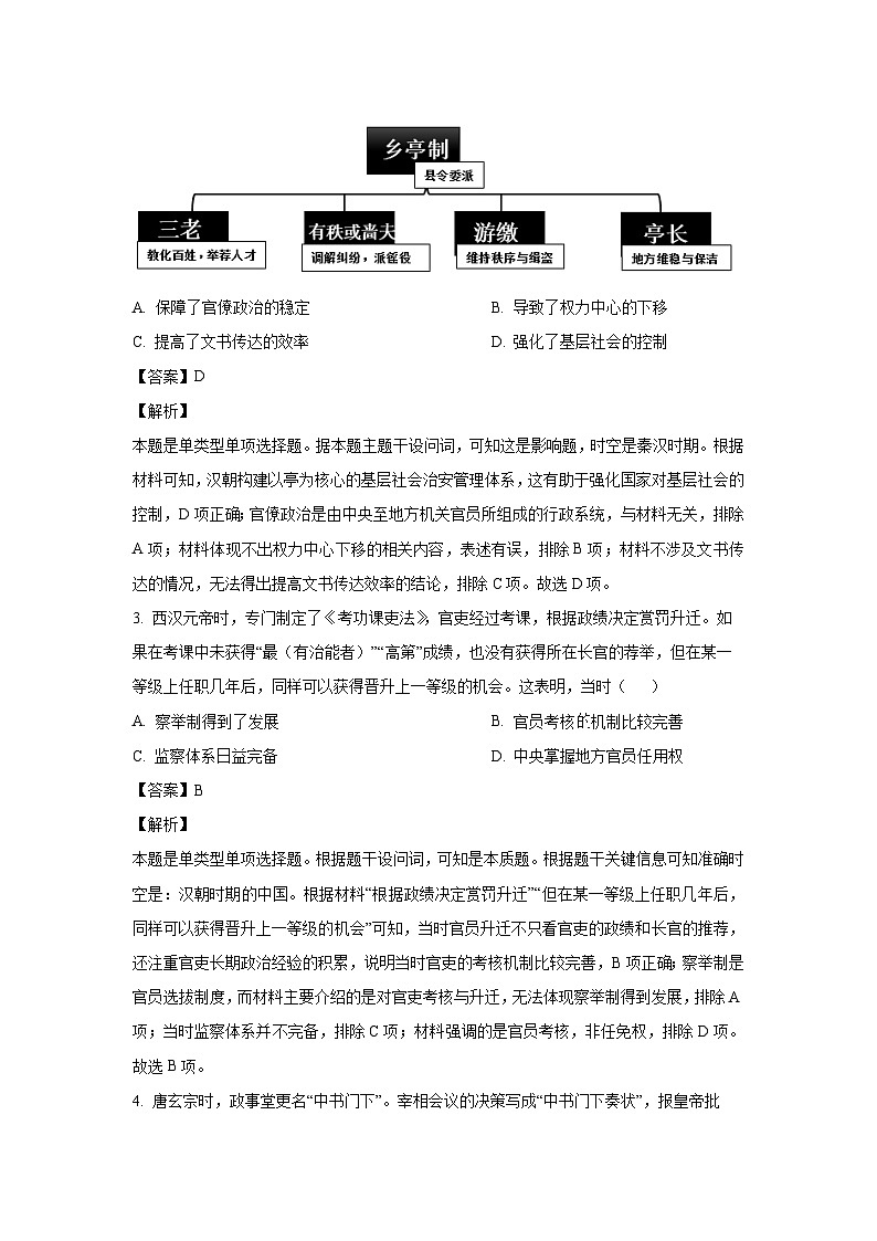 陕西省咸阳市2023-2024学年高二（上）期末历史试卷（解析版）第2页