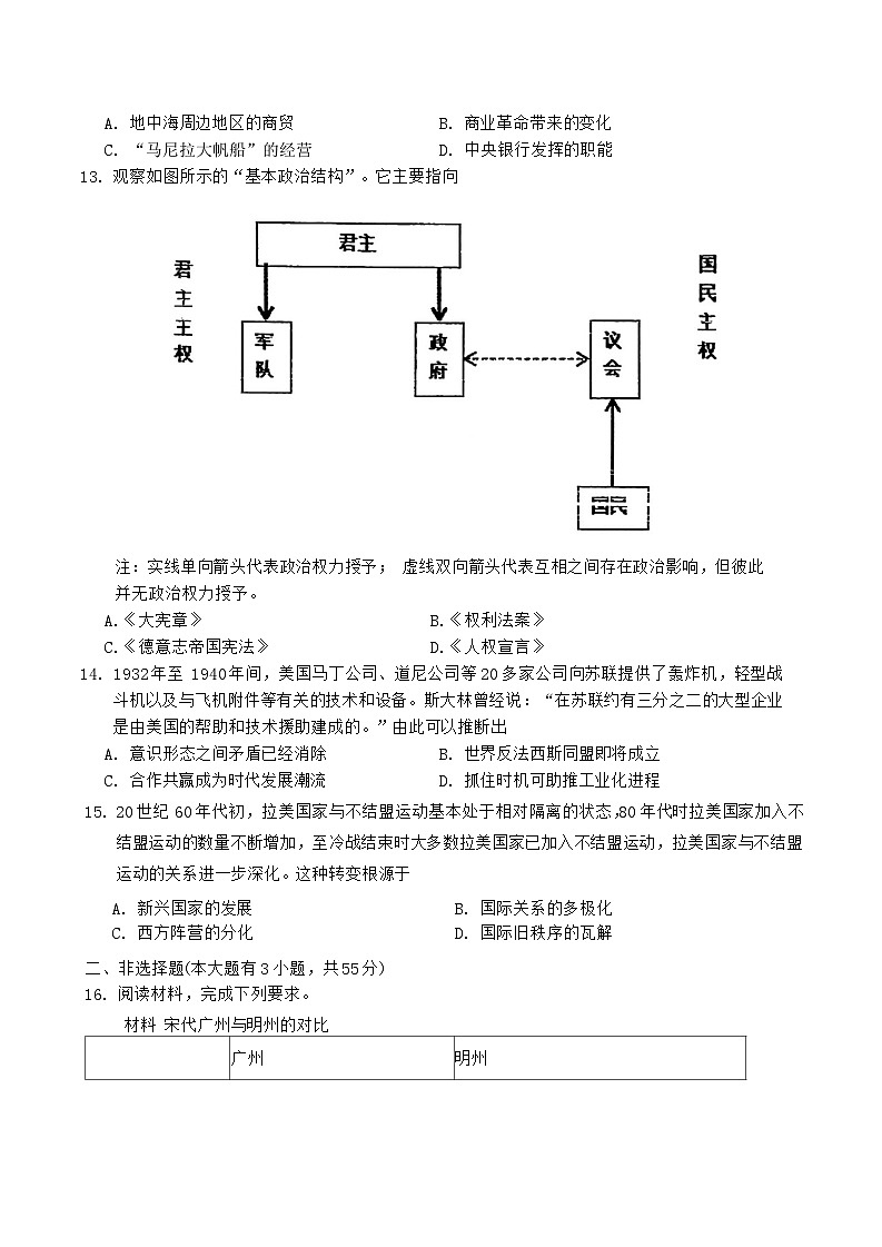 2025天津市第二十五中学高三上学期12月第二次月考历史试题无答案第3页