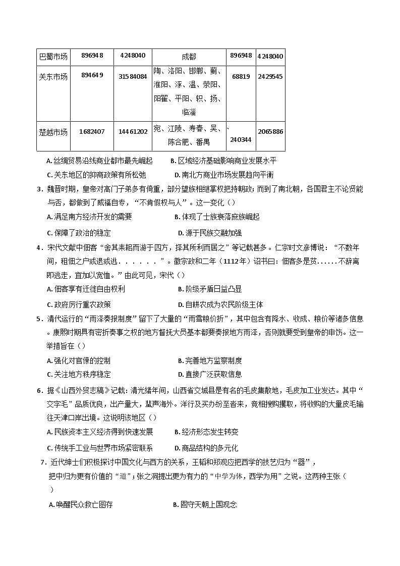 2024-2025学年度云南省丽江市高三上学期复习统一检测（12月）历史试题(含解析)第2页