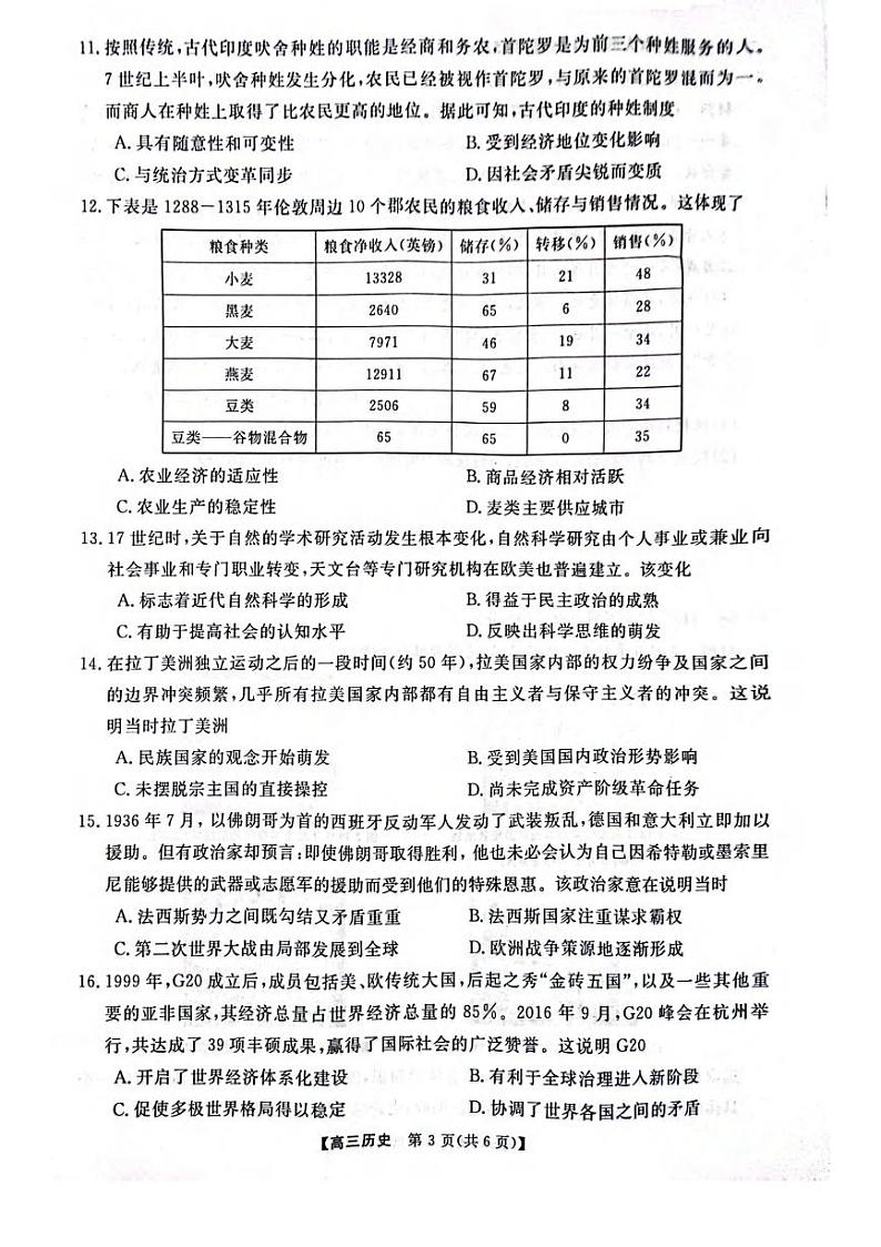 历史丨金科大联考河南省名校联盟2025届高三上学期12月月考历史试卷及答案第3页