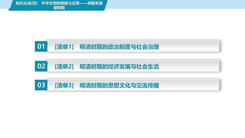 第三部分　考前增分一   知识主线(四)　中华文明的辉煌与迟滞——明朝至清朝前期-【备战2025】高考历史二轮复习课件第2页