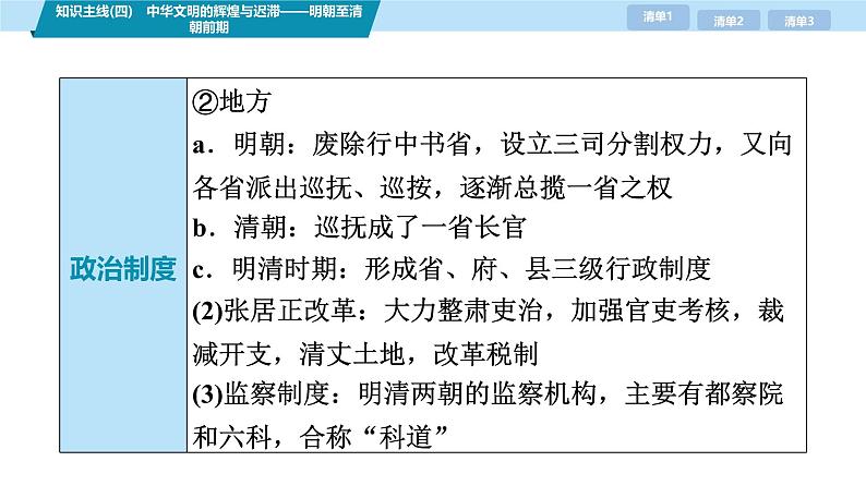 第三部分　考前增分一   知识主线(四)　中华文明的辉煌与迟滞——明朝至清朝前期-【备战2025】高考历史二轮复习课件第4页