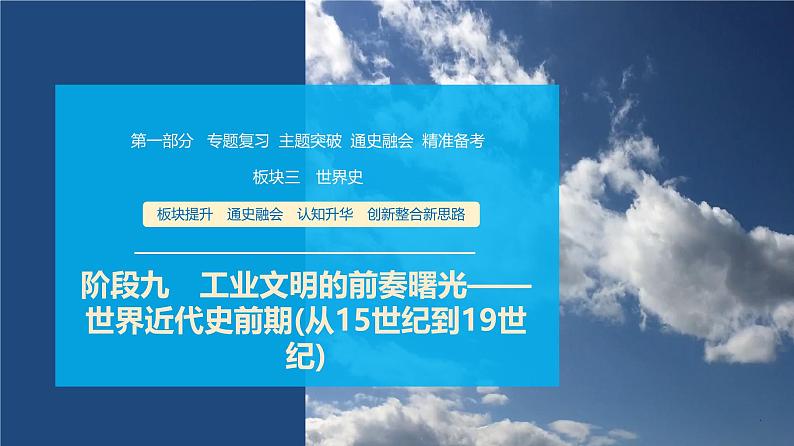 第一部分　板块三　阶段九　工业文明的前奏曙光——世界近代史前期(从15世纪到19世纪)-【备战2025】高考历史二轮复习课件第1页