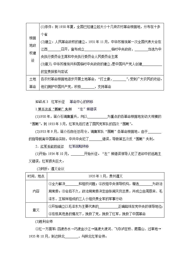 2024-2025学年中外历史纲要上 第21课　南京国民政府的统治和中国共产党开辟革命新道路 导学案第3页