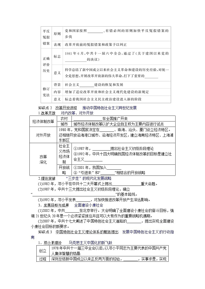 2024-2025学年中外历史纲要上 第27课　中国特色社会主义的开创与发展 导学案第2页