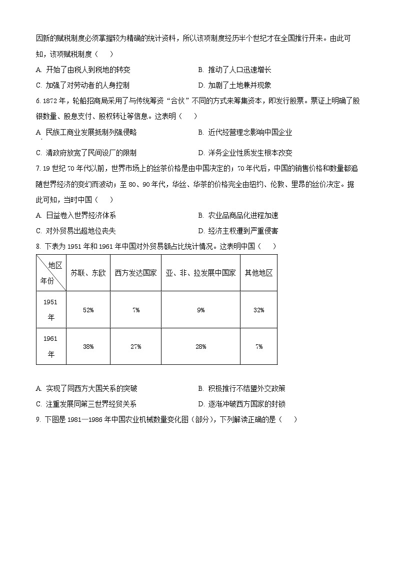 河南省百师联盟2024-2025学年高二上学期期中考试历史试题  Word版无答案第2页