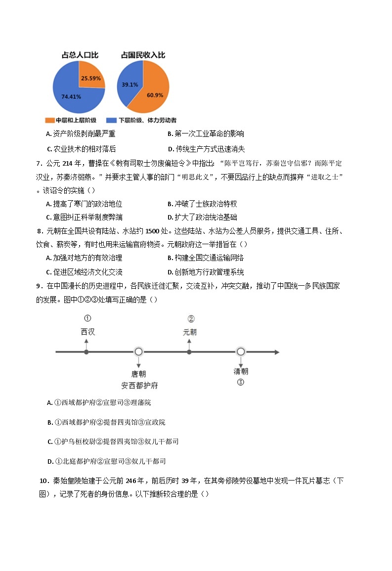 2024-2025学年度广东省清远市清新区四校高二上学期12月期末联考模拟历史试题(含解析)第2页