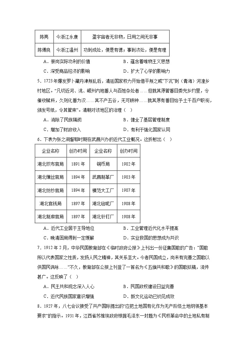 2025届贵州省西南名校联盟“333高考备考诊断性联考（一）历史试题第2页