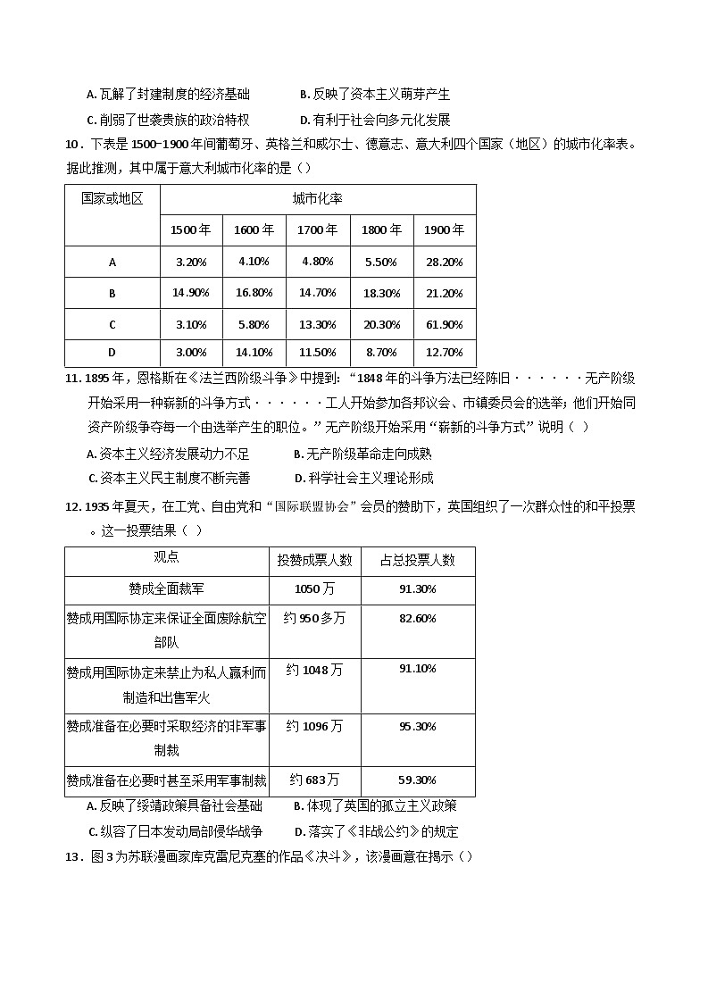 2024-2025学年度山东省济南第一中学高三上学期12月月考历史试题(含解析)第3页