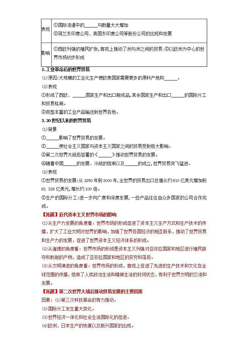 人教统编版高中历史选择性必修10《 近代以来的世界贸易与文化交流的扩展》（导学案）第2页