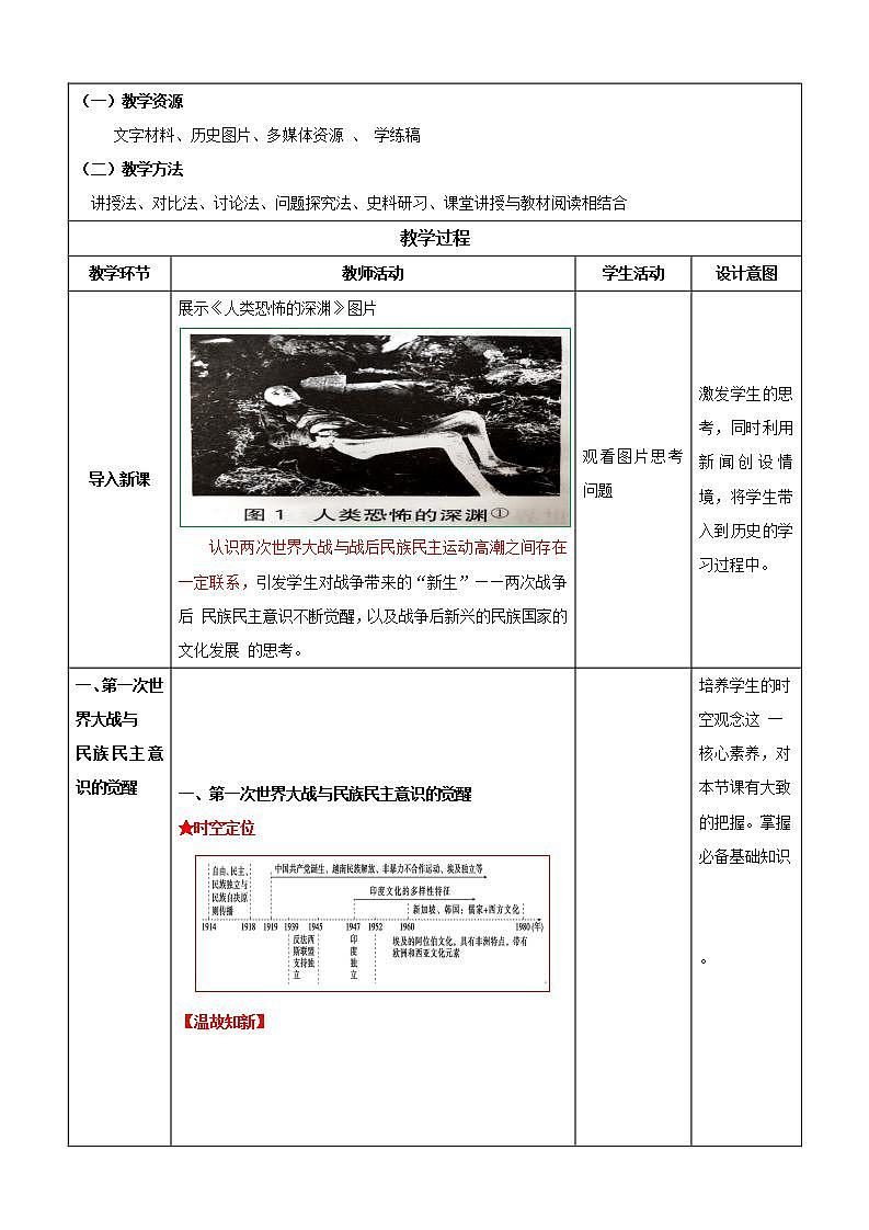 人教统编版高中历史选择性必修13《现代战争与不同文化的碰撞和交流》（ 教学设计）第2页