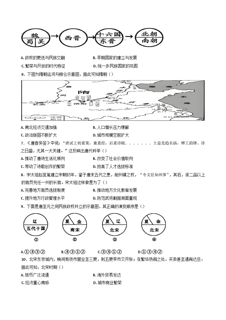 2024-2025学年度安徽省合肥市肥西宏图中学高一上学期第三次段考历史试题第2页