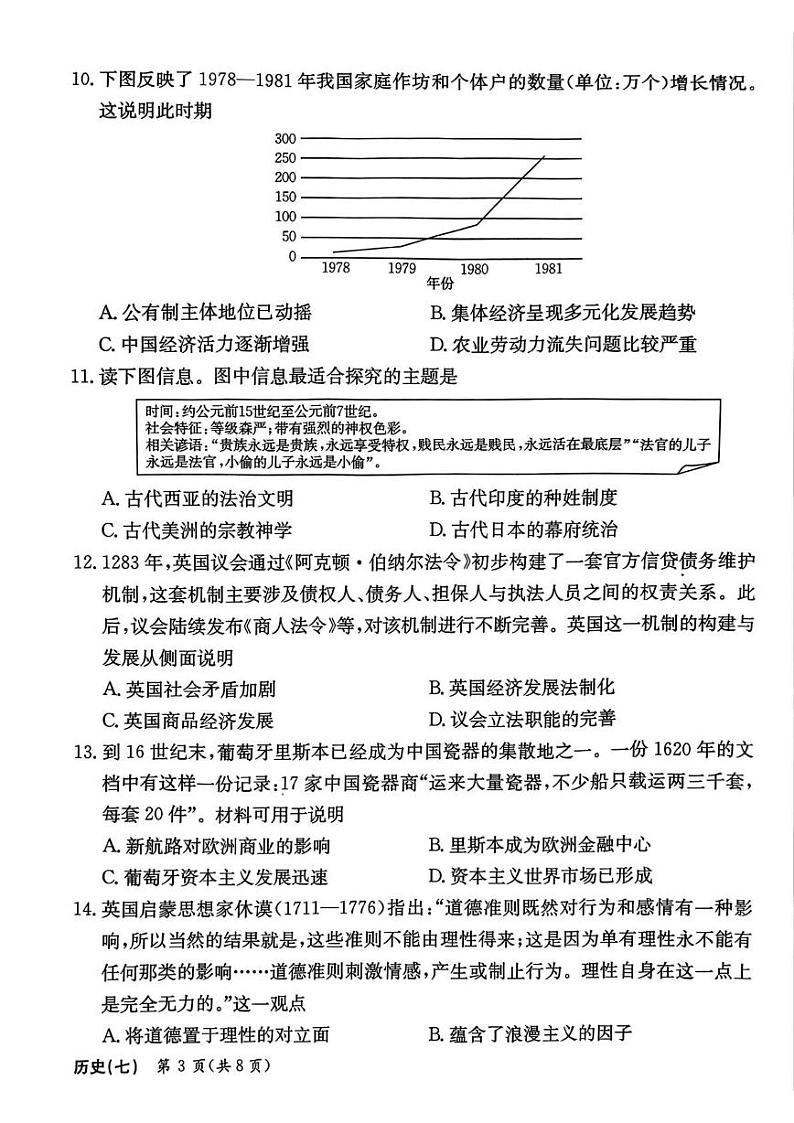河北省邯郸市部分校2024-2025学年高三上学期12月模拟考历史试卷第3页