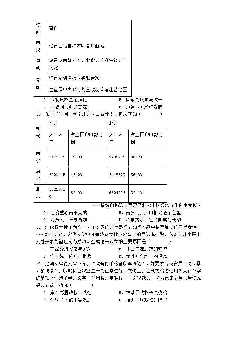 2024-2025学年度重庆市万州第三中学高一上学期12月月考历史试题(含解析)第3页