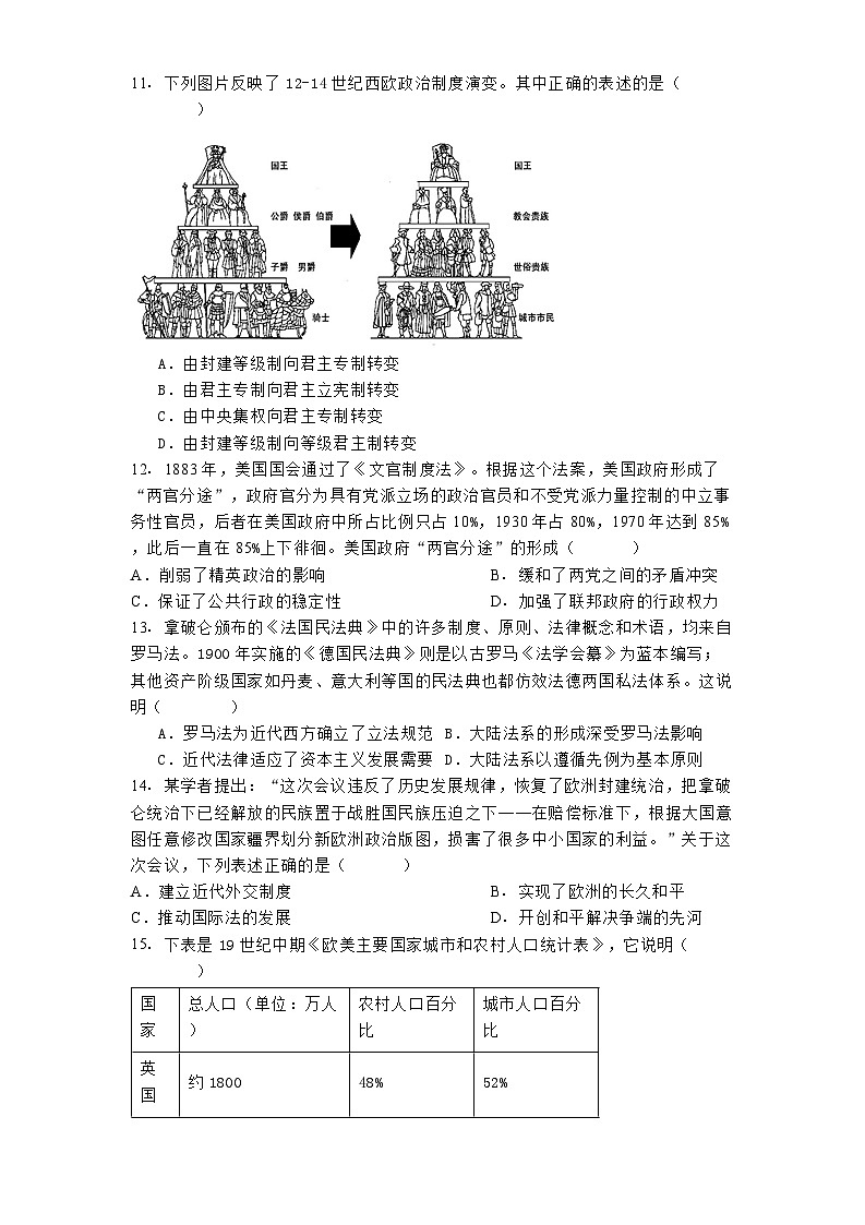 四川省绵阳实验高级中学2024-2025学年高二上学期12月月考历史试题第3页