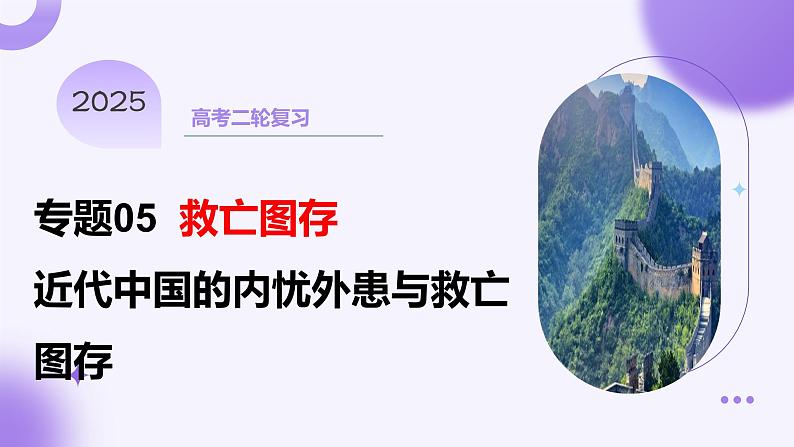 专题05 救亡图存—近代中国的内忧外患与救亡图存（课件）-2025年高考历史二轮复习第1页