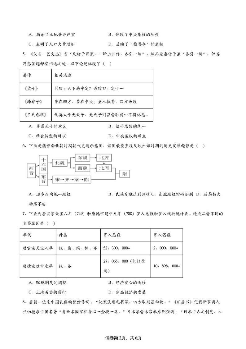 2024-2025江苏省名校协作体高一联考历史试题第2页