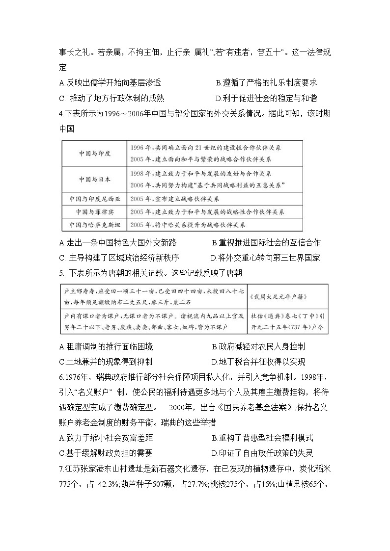 河南省高中创新联盟TOP二十名校2024-2025学年高二上学期12月调研考试历史试卷第2页