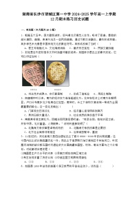 湖南省长沙市望城区第一中学2024-2025学年高一上学期12月期末练习历史试题