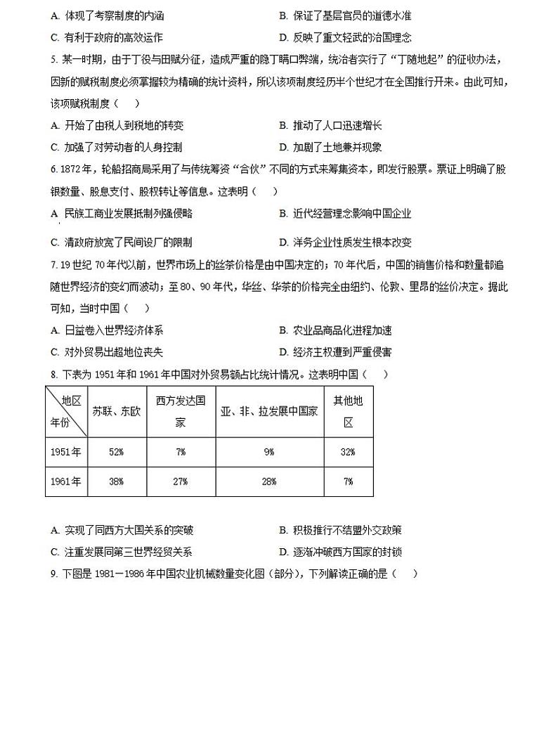 河南百师联考2024-2025学年高二上学期12月联考历史试卷及答案第2页