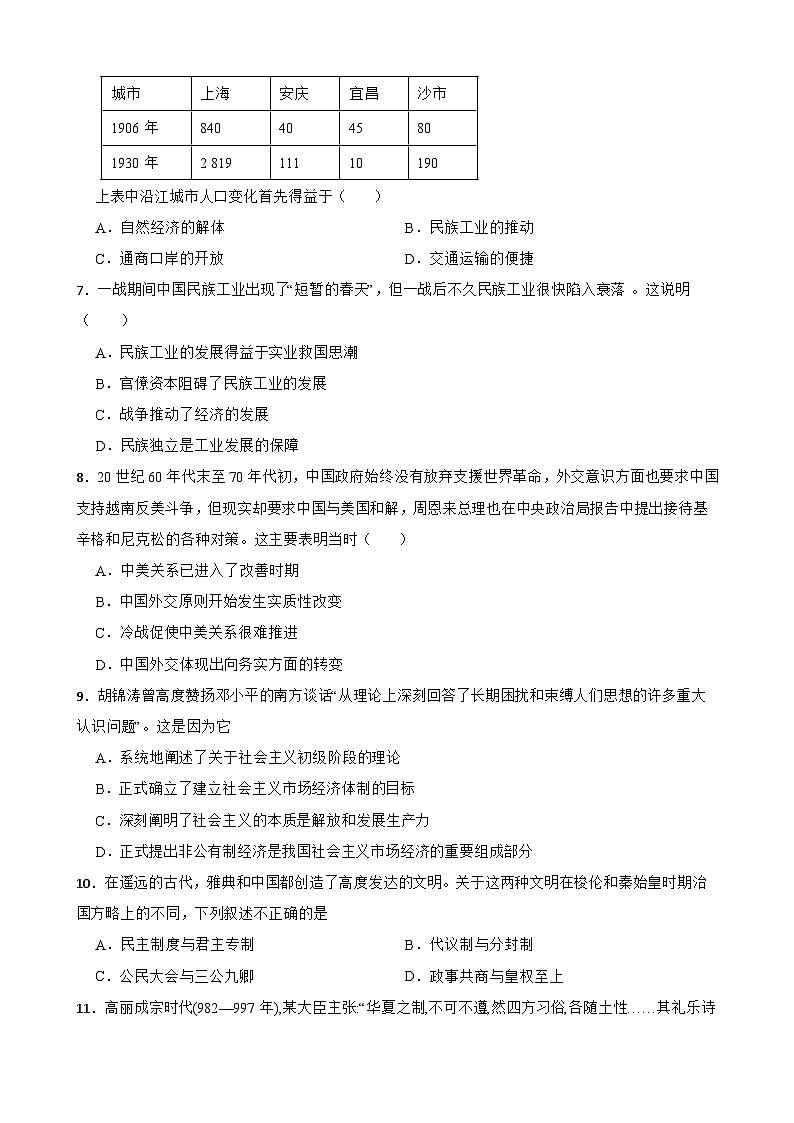 2024届黑龙江省高三下学期三轮复习模拟（二）历史试题第2页