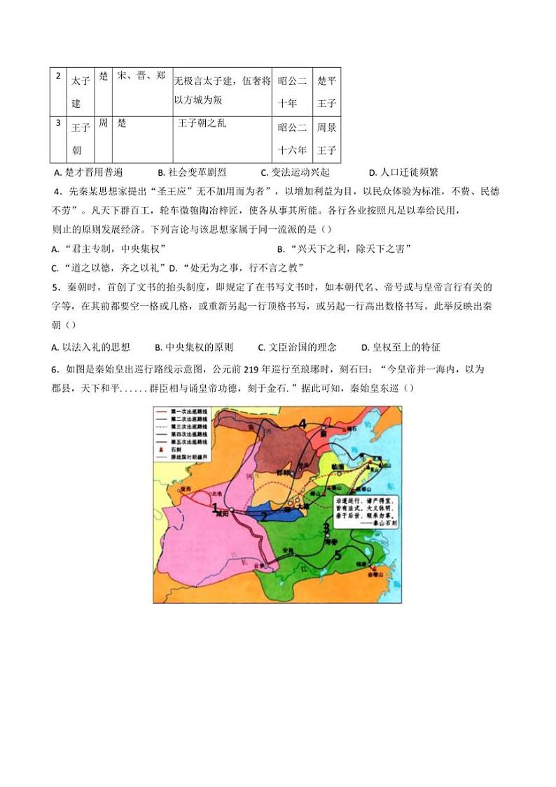 2024～2025学年四川省大英中学高一上10月月考历史试卷(含答案)第2页