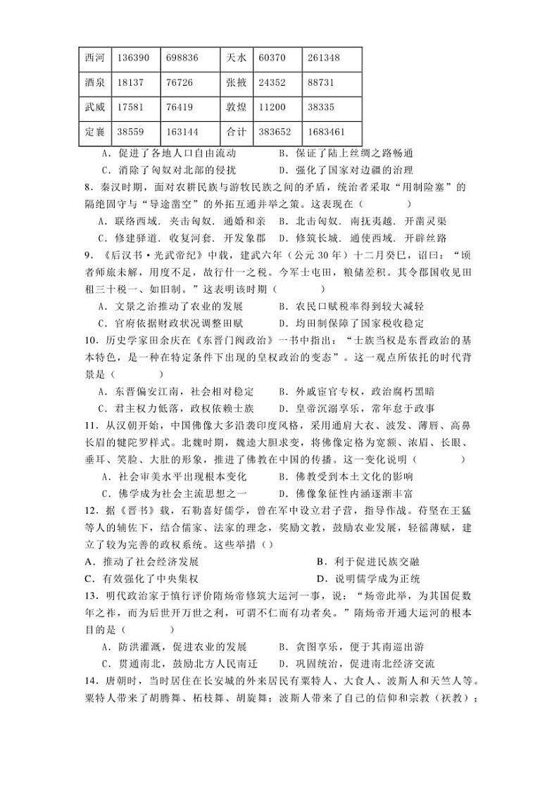 2024～2025学年河南省郑州外国语学校高一上期中历史试卷(含答案)第2页