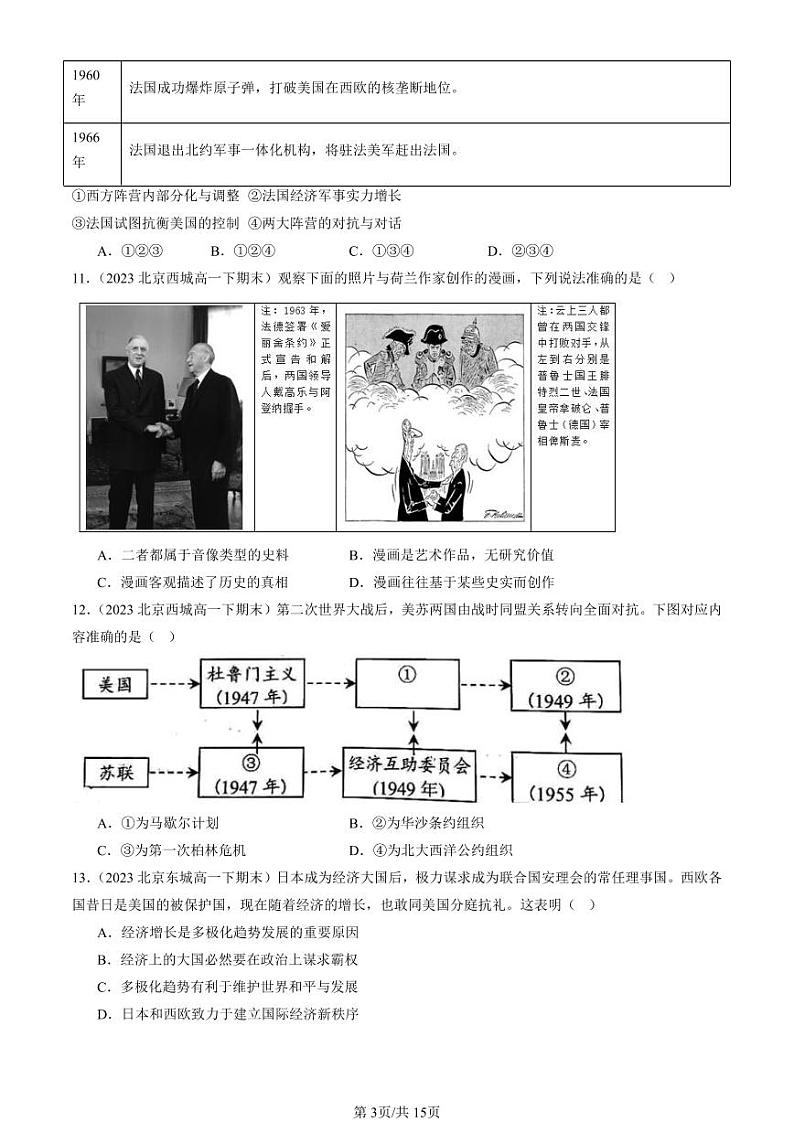 2022-2024北京重点校高一（下）期末真题历史汇编：冷战与国际格局的演变第3页