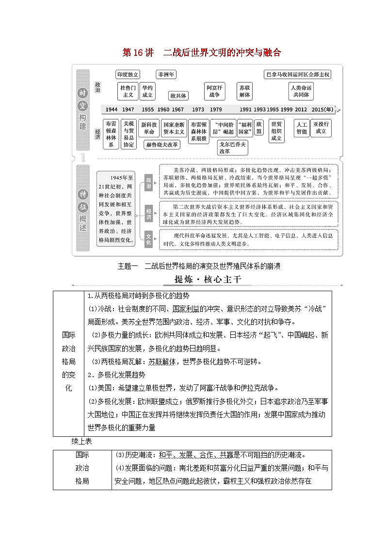 2025届高考历史二轮专题复习与测试模块三第16讲二战后世界文明的冲突与融合第1页