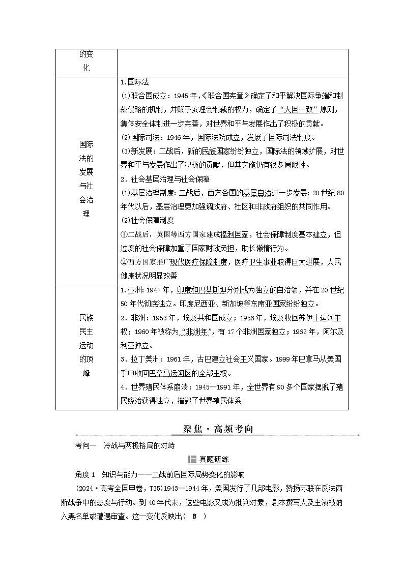 2025届高考历史二轮专题复习与测试模块三第16讲二战后世界文明的冲突与融合第2页