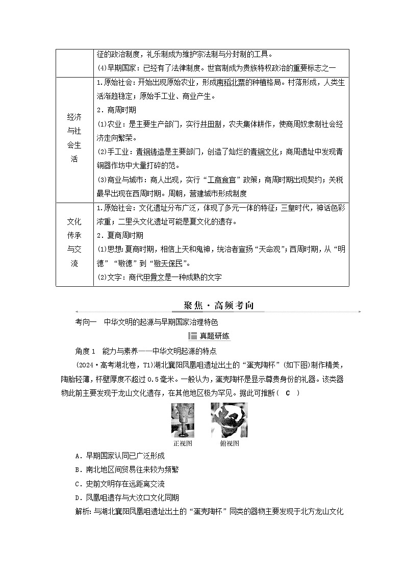 2025届高考历史二轮专题复习与测试模块一第1讲中华文明的起源与奠基__先秦第3页