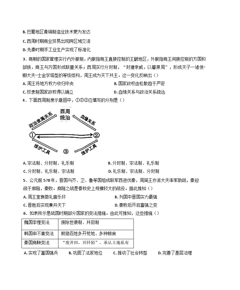 2024—2025学年度广东省广东实验中学高一第一学期期中考试历史试题第2页