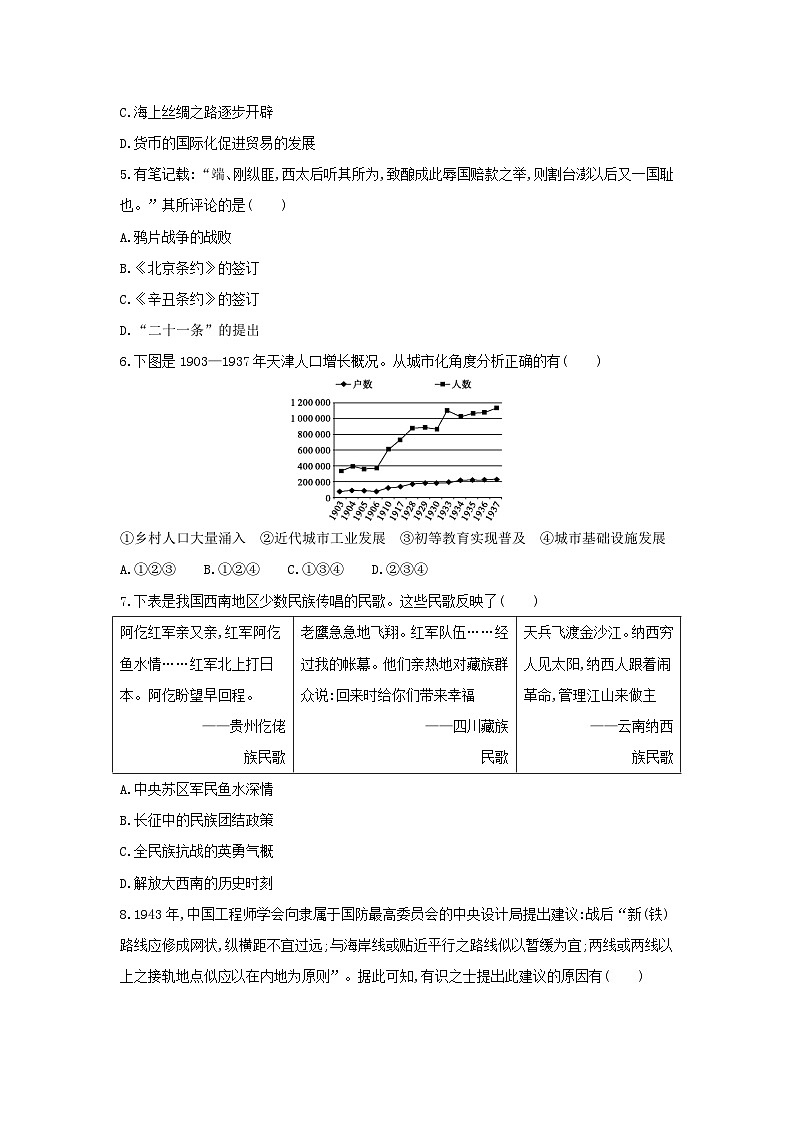 2025届新高考历史选考预测模拟测试卷4（含答案）第2页
