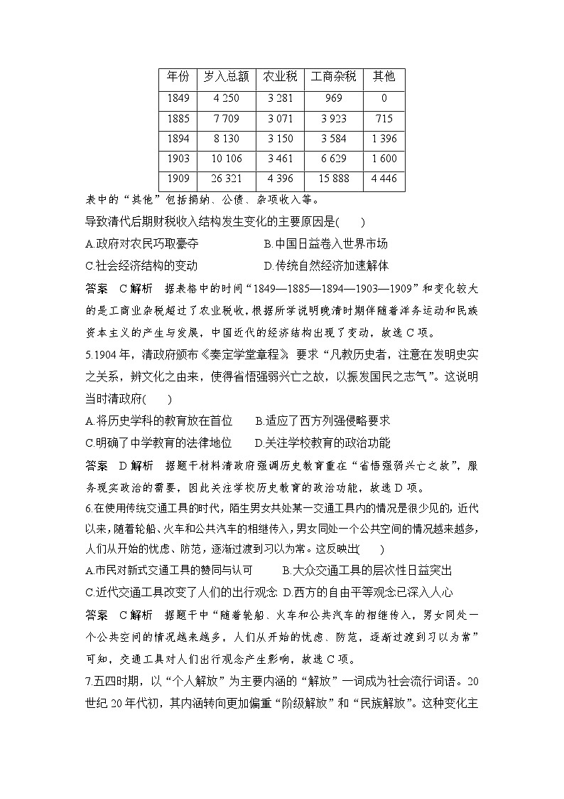 2025届高三历史统编版二轮复习：中国近现代史 通史综合测试卷（含答案解析）第2页