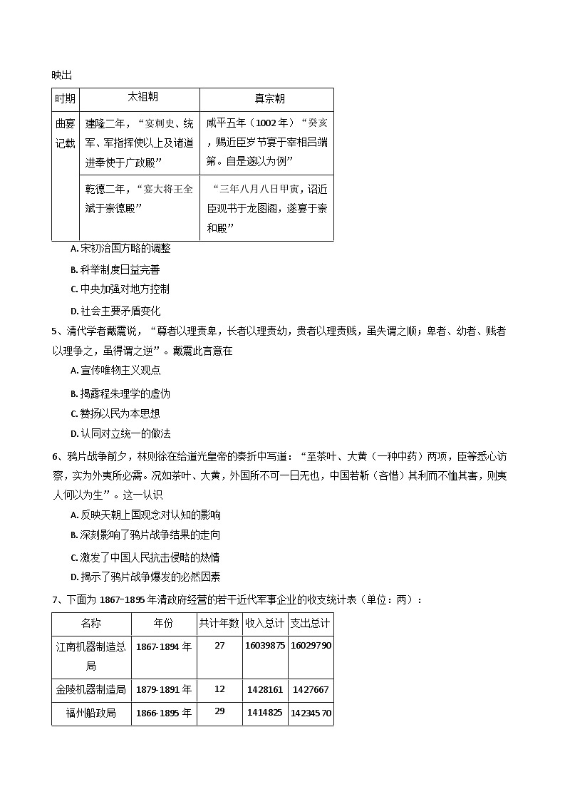湖南省长沙市雅礼中学2024-2025学年高三上学期1月综合自主测试历史试题(含解析)第2页