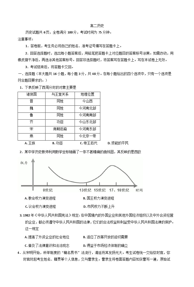 吉林省蛟河市实验中学2024-2025学年高二上学期期末考试历史试题(含解析)第1页