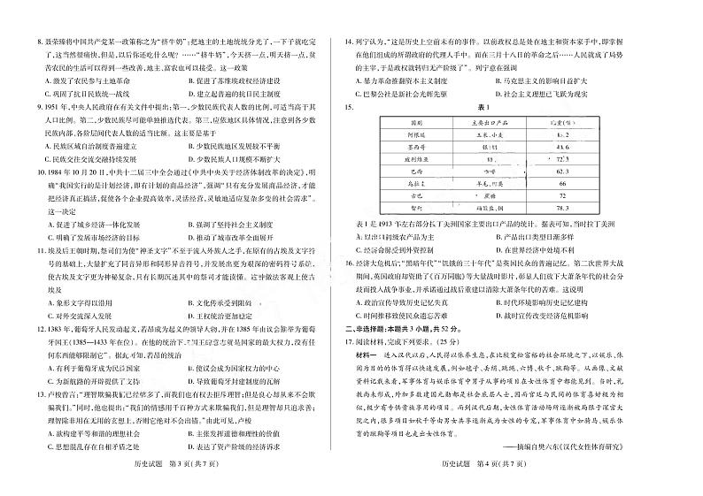 【安徽卷】安徽省天一大联考安徽2024-2025学年高三12月联考（12.19-12.20）          历史试卷+答案第2页