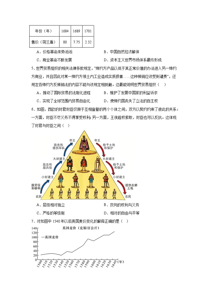 云南省保山市部分学校2023-2024学年高一下学期6月质量检测卷历史试题第2页